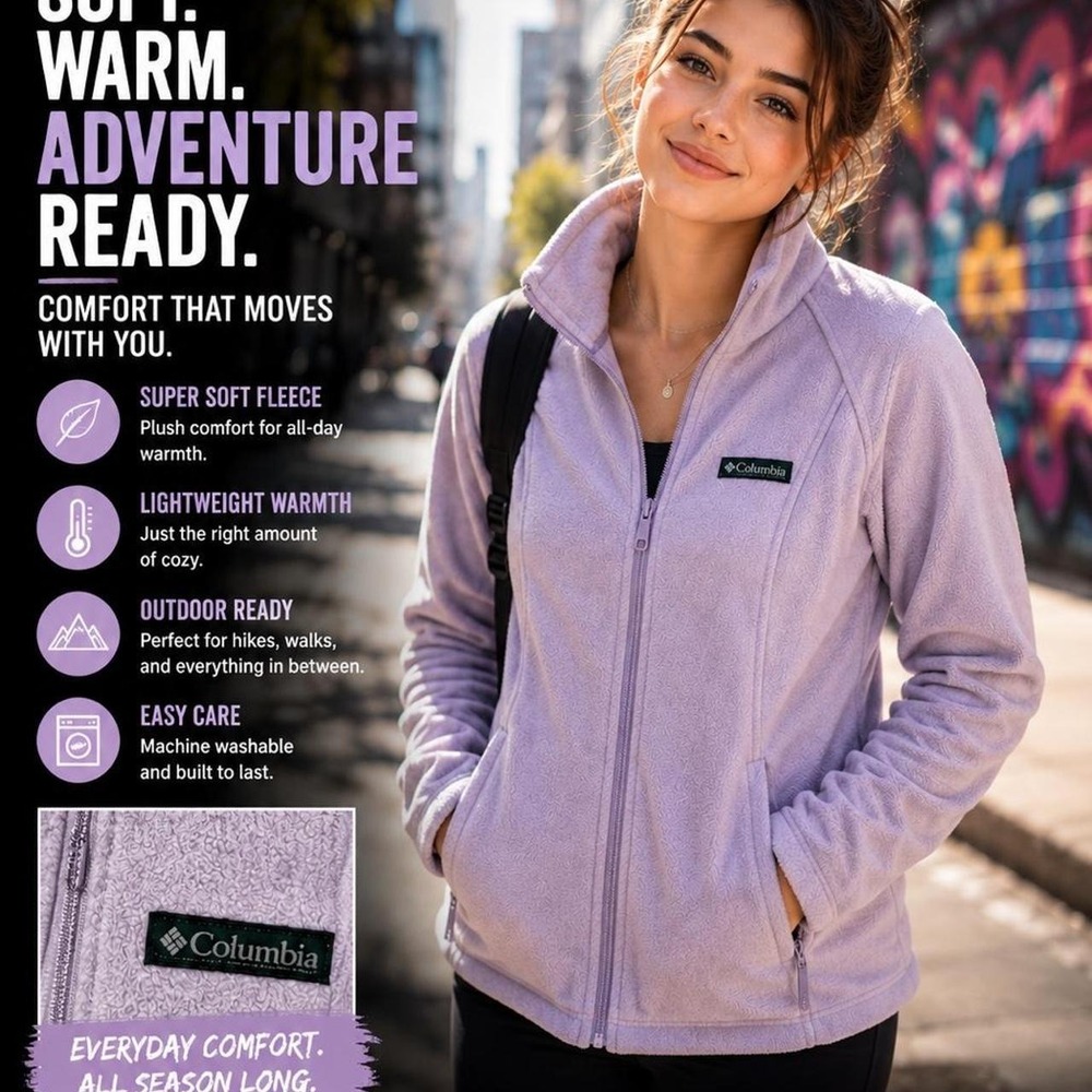 Columbia‎ Girls Fleece Jacket Size S Light Purple Full Zip Soft Outdoor Coat
